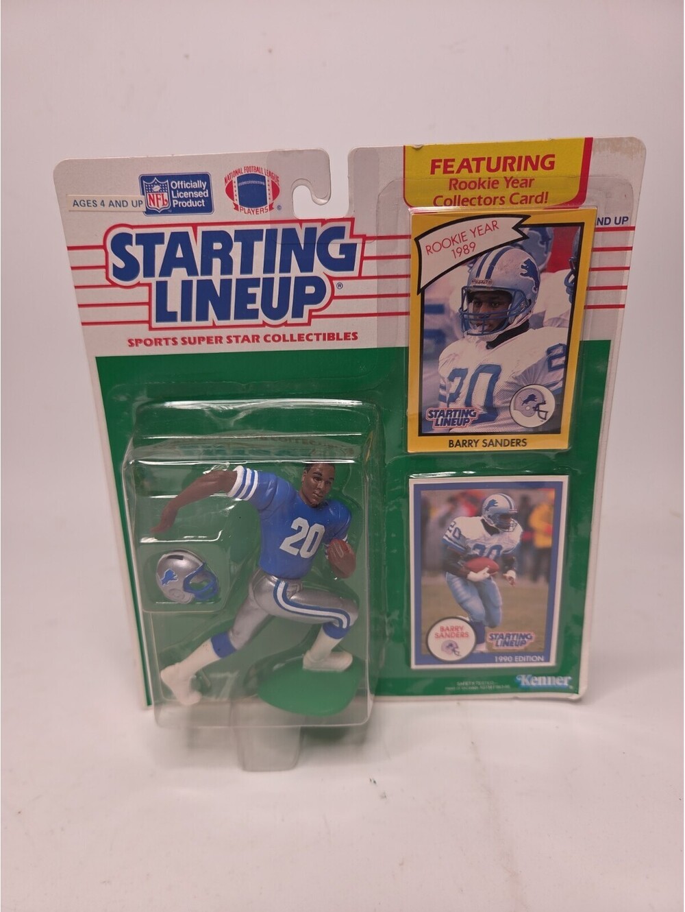 Barry Sanders - 1990 Starting Lineup & Rookie Year 1989 Card Detroit Lions HOF